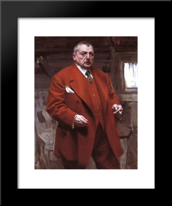 Self-Portrait In Red 20x24 Black Modern Wood Framed Art Print Poster by Zorn, Anders