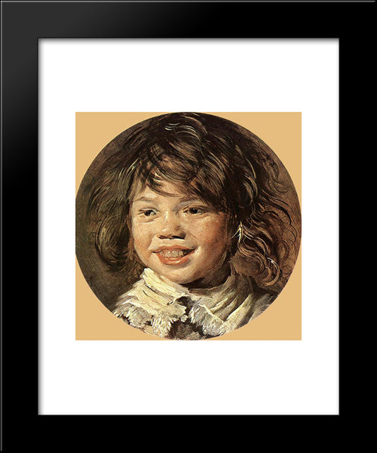 Laughing Child 20x24 Black Modern Wood Framed Art Print Poster by Hals, Frans