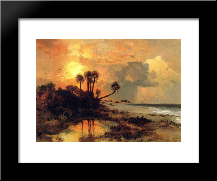 Fort George Island 20x24 Black Modern Wood Framed Art Print Poster by Moran, Thomas