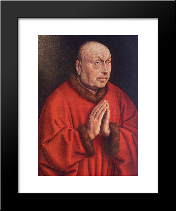 The Ghent Altarpiece: The Donor [Detail] 20x24 Black Modern Wood Framed Art Print Poster by van Eyck, Jan