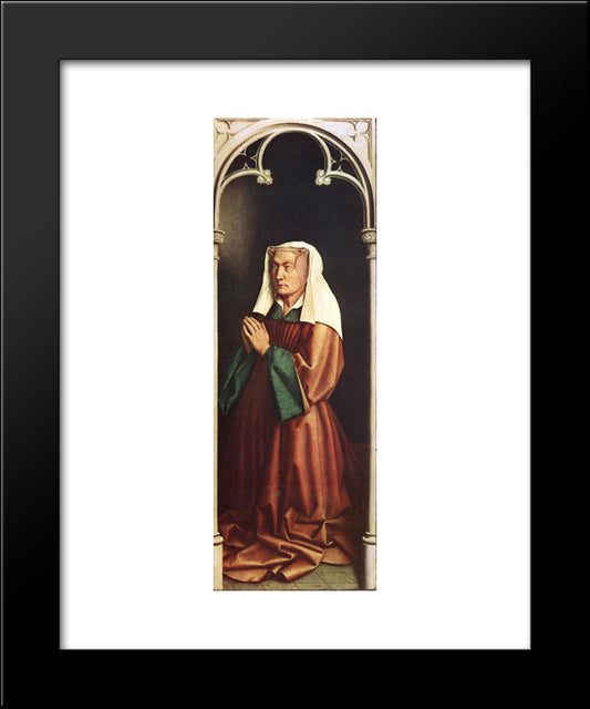 The Ghent Altarpiece: The Donor'S Wife 20x24 Black Modern Wood Framed Art Print Poster by van Eyck, Jan