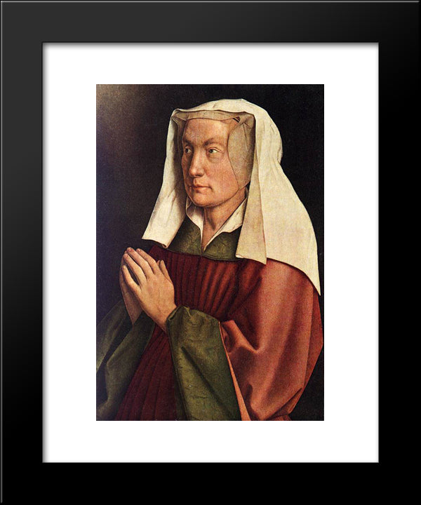 The Ghent Altarpiece: The Donor'S Wife [Detail] 20x24 Black Modern Wood Framed Art Print Poster by van Eyck, Jan