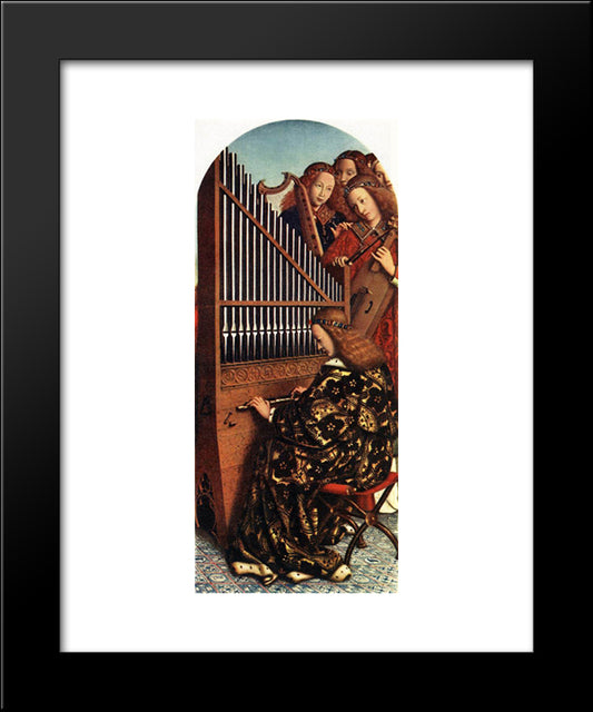 The Ghent Altarpiece: Angels Playing Music 20x24 Black Modern Wood Framed Art Print Poster by van Eyck, Jan