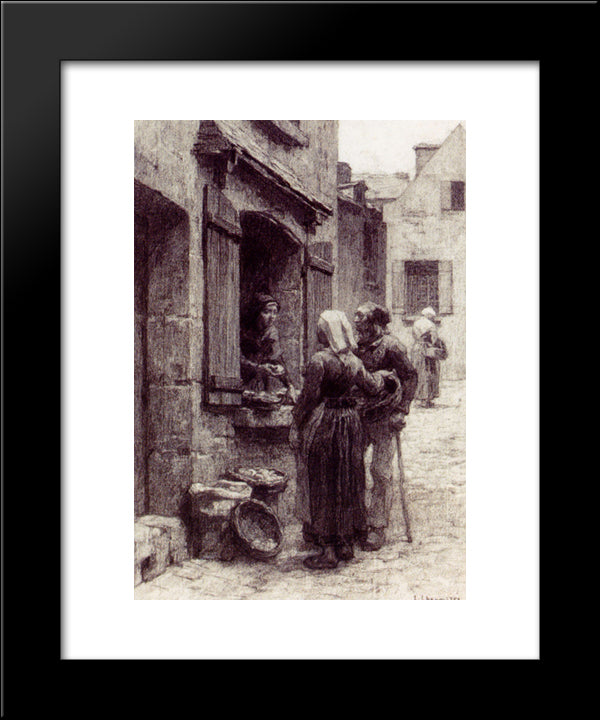 Breton Peasants Buying Fruit At Landerneau 20x24 Black Modern Wood Framed Art Print Poster by L'Hermitte, Leon Augustin