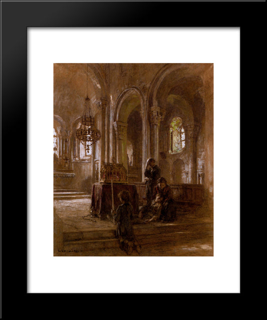 Pelerinage Pour L'Enfant Malade: Eglise De Plein'Pied, Bourges 20x24 Black Modern Wood Framed Art Print Poster by L'Hermitte, Leon Augustin
