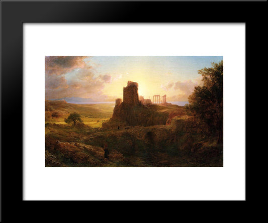 The Ruins At Sunion, Greece 20x24 Black Modern Wood Framed Art Print Poster by Church, Frederic Edwin