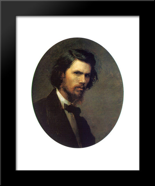 Self'Portrait 20x24 Black Modern Wood Framed Art Print Poster by Kramskoi, Ivan Nikolaevich