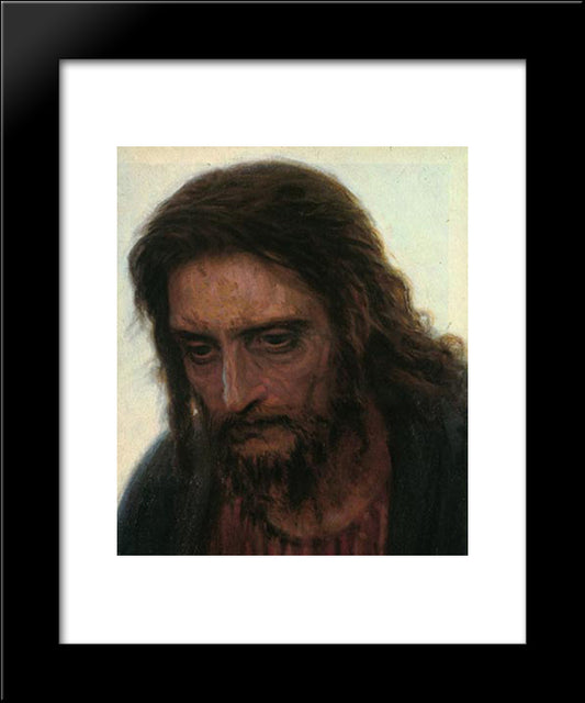 Christ In The Wilderness [Detail] 20x24 Black Modern Wood Framed Art Print Poster by Kramskoi, Ivan Nikolaevich