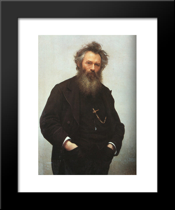 Portrait Of Ivan I. Shishkin 20x24 Black Modern Wood Framed Art Print Poster by Kramskoi, Ivan Nikolaevich