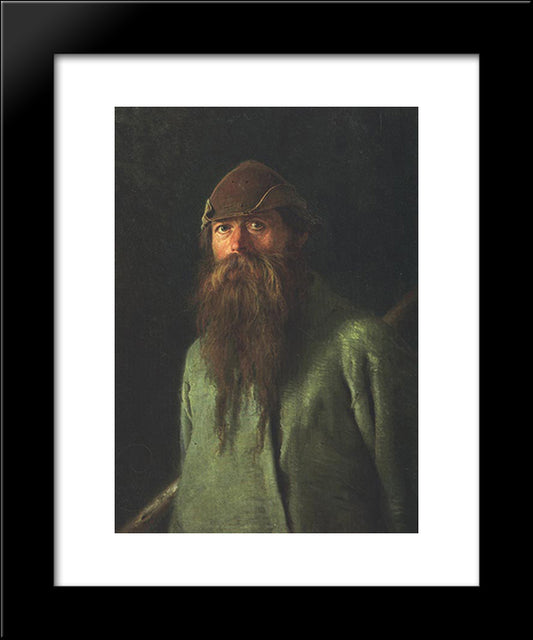 Woodsman 20x24 Black Modern Wood Framed Art Print Poster by Kramskoi, Ivan Nikolaevich