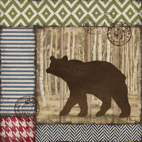 Aspen Lodge I - Silhouette Black Ornate Wood Framed Art Print with Double Matting by Brent, Paul