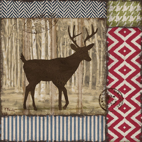 Aspen Lodge II - Silhouette Black Ornate Wood Framed Art Print with Double Matting by Brent, Paul