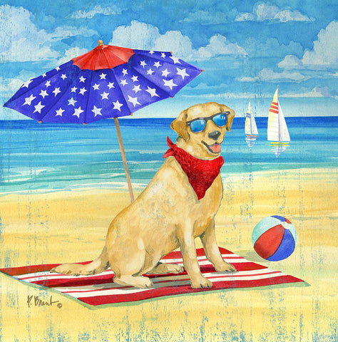 Summer Sun Yellow Lab Black Ornate Wood Framed Art Print with Double Matting by Brent, Paul