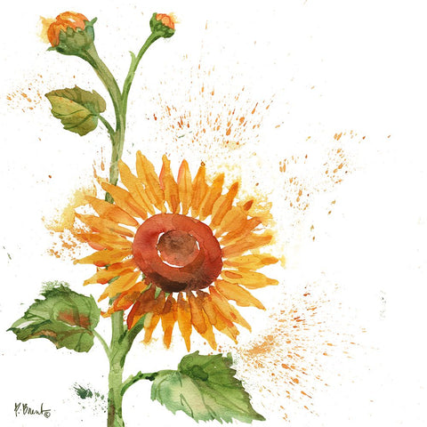 Arianna Sunflowers I - White Black Ornate Wood Framed Art Print with Double Matting by Brent, Paul
