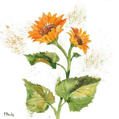 Arianna Sunflowers II - White Black Ornate Wood Framed Art Print with Double Matting by Brent, Paul