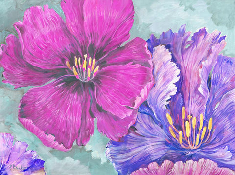 Floral Explosion - Bright Black Ornate Wood Framed Art Print with Double Matting by Brent, Paul