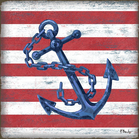 Westerly Anchor I White Modern Wood Framed Art Print with Double Matting by Brent, Paul