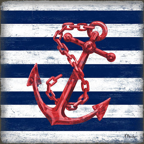 Westerly Anchor II Black Ornate Wood Framed Art Print with Double Matting by Brent, Paul
