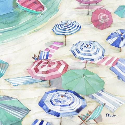 Umbrella Cove II - Light Black Ornate Wood Framed Art Print with Double Matting by Brent, Paul