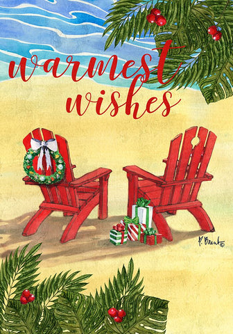 Holiday Adirondack Chairs - Vertical Black Ornate Wood Framed Art Print with Double Matting by Brent, Paul