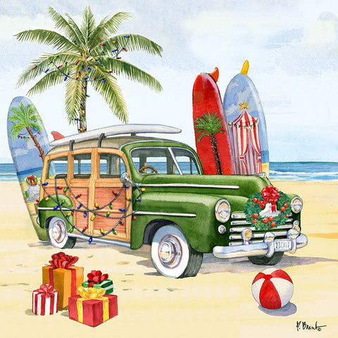 Huntington Christmas II Black Ornate Wood Framed Art Print with Double Matting by Brent, Paul