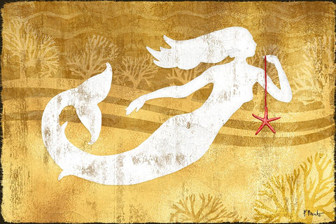 Christmas Mermaid Black Ornate Wood Framed Art Print with Double Matting by Brent, Paul