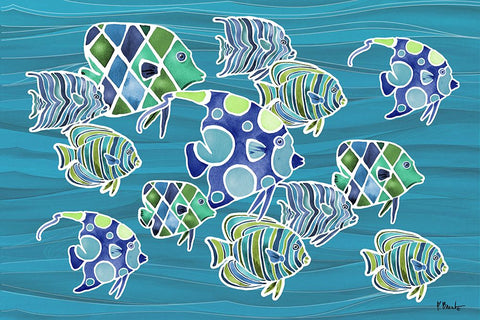 Tahiti Blues - Horizontal - Azul Black Ornate Wood Framed Art Print with Double Matting by Brent, Paul