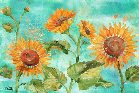 Arianna Sunflowers Horizontal Black Ornate Wood Framed Art Print with Double Matting by Brent, Paul