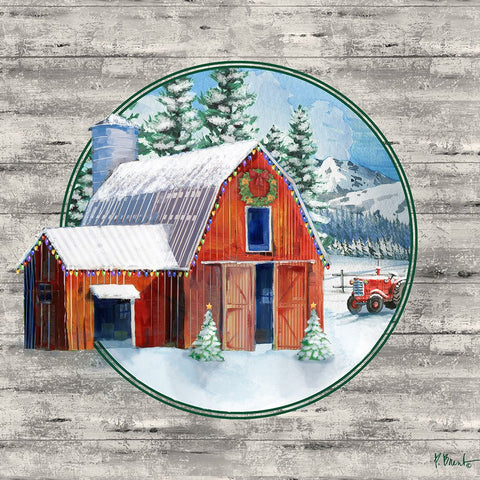 Holiday Homeland Barns I White Modern Wood Framed Art Print with Double Matting by Brent, Paul