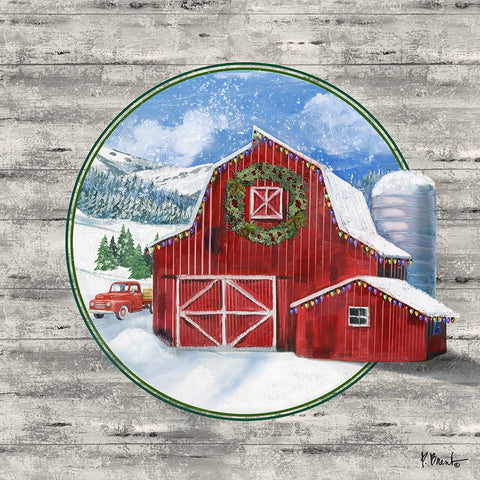 Holiday Homeland Barns II Black Ornate Wood Framed Art Print with Double Matting by Brent, Paul