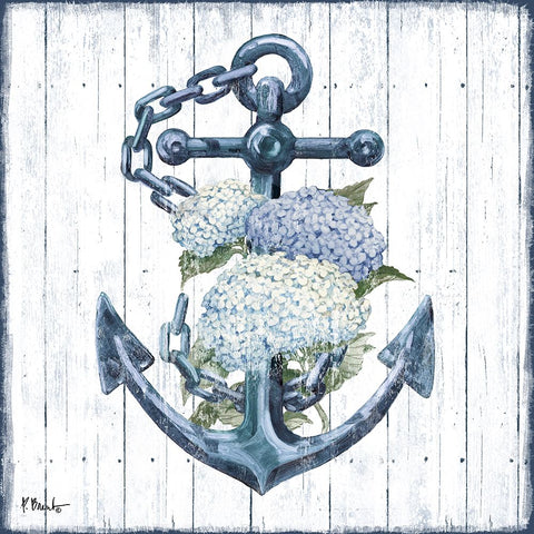 Botanic Anchor I White Modern Wood Framed Art Print with Double Matting by Brent, Paul