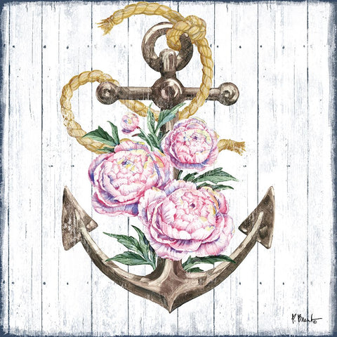 Botanic Anchor II Black Ornate Wood Framed Art Print with Double Matting by Brent, Paul