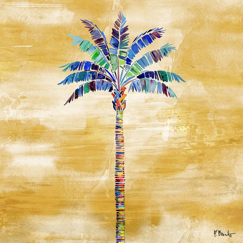 Tahiti Palm I - Golden White Modern Wood Framed Art Print with Double Matting by Brent, Paul