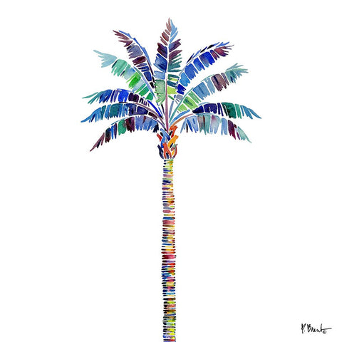 Tahiti Palm I White Modern Wood Framed Art Print with Double Matting by Brent, Paul