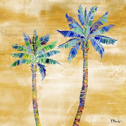 Tahiti Palm II - Golden Black Ornate Wood Framed Art Print with Double Matting by Brent, Paul