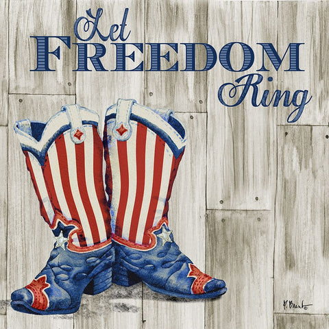 Patriotic Boots I Black Ornate Wood Framed Art Print with Double Matting by Brent, Paul