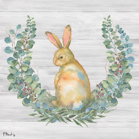 Grove Bunny I - Wood White Modern Wood Framed Art Print with Double Matting by Brent, Paul