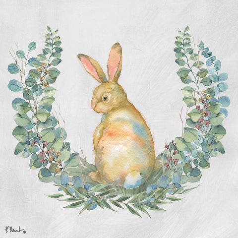 Grove Bunny I White Modern Wood Framed Art Print with Double Matting by Brent, Paul