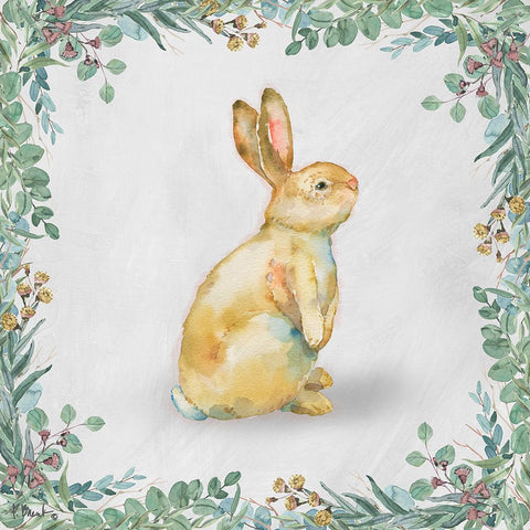 Grove Bunny II White Modern Wood Framed Art Print with Double Matting by Brent, Paul