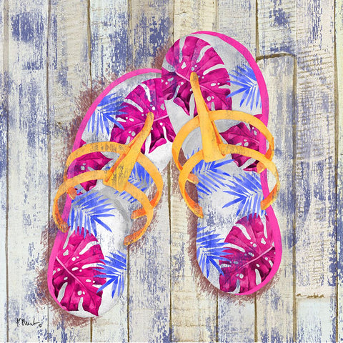 Pompano Sandals II Black Modern Wood Framed Art Print by Brent, Paul