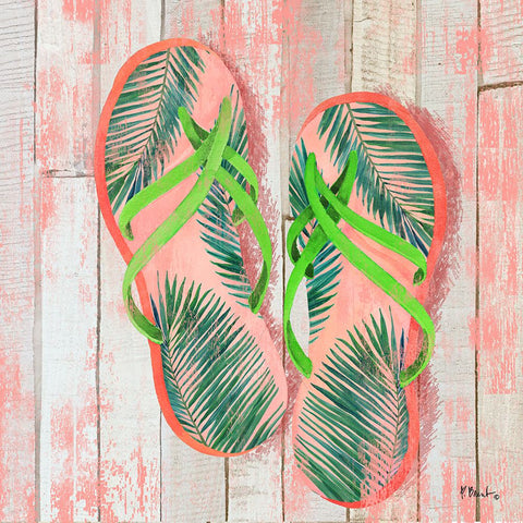 Pompano Sandals III White Modern Wood Framed Art Print with Double Matting by Brent, Paul