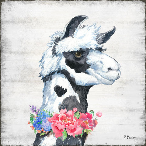 Llama Bloom I Black Modern Wood Framed Art Print by Brent, Paul