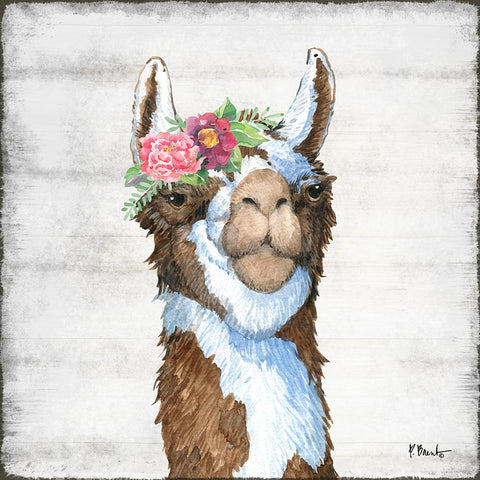 Llama Bloom III Black Modern Wood Framed Art Print by Brent, Paul