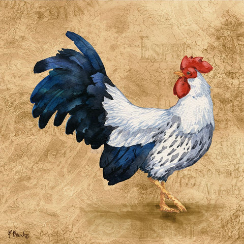 French Countryside Rooster IV White Modern Wood Framed Art Print with Double Matting by Brent, Paul