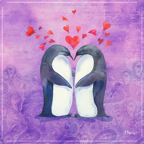 Love Birds II White Modern Wood Framed Art Print with Double Matting by Brent, Paul