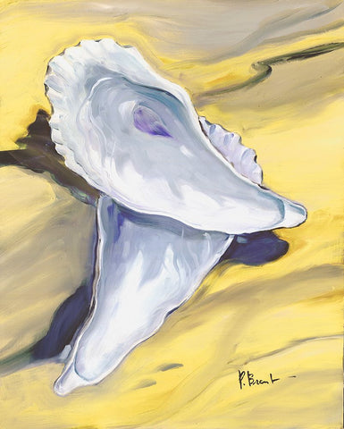 Oysters Close Up - On the Sand White Modern Wood Framed Art Print with Double Matting by Brent, Paul