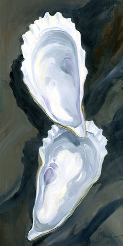 Oysters Close Up III - Dark Brown White Modern Wood Framed Art Print with Double Matting by Brent, Paul