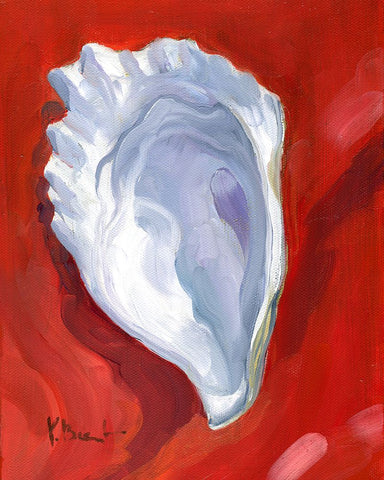 Oyster Close Up IV - Red Black Modern Wood Framed Art Print by Brent, Paul