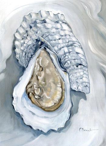 Oyster Close Up VII - White White Modern Wood Framed Art Print with Double Matting by Brent, Paul