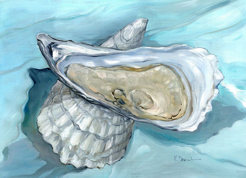 Oyster Close Up VIII - Aqua Black Modern Wood Framed Art Print by Brent, Paul